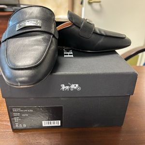 Coach Shea black leather slides